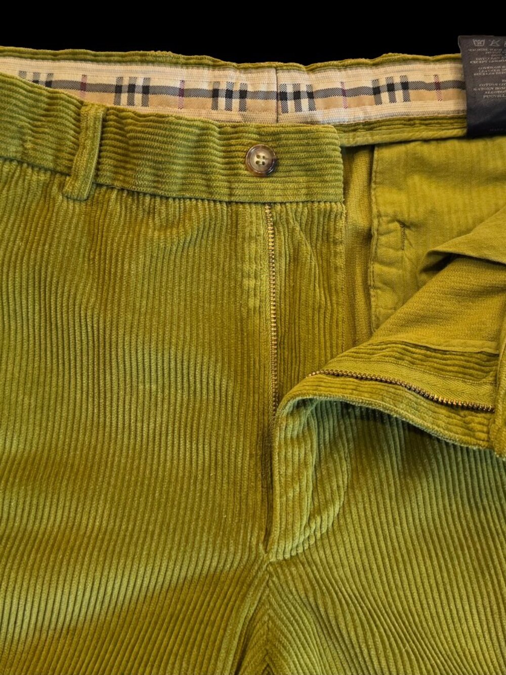 Mens Burberry Corduroy Trousers (Lime Green)